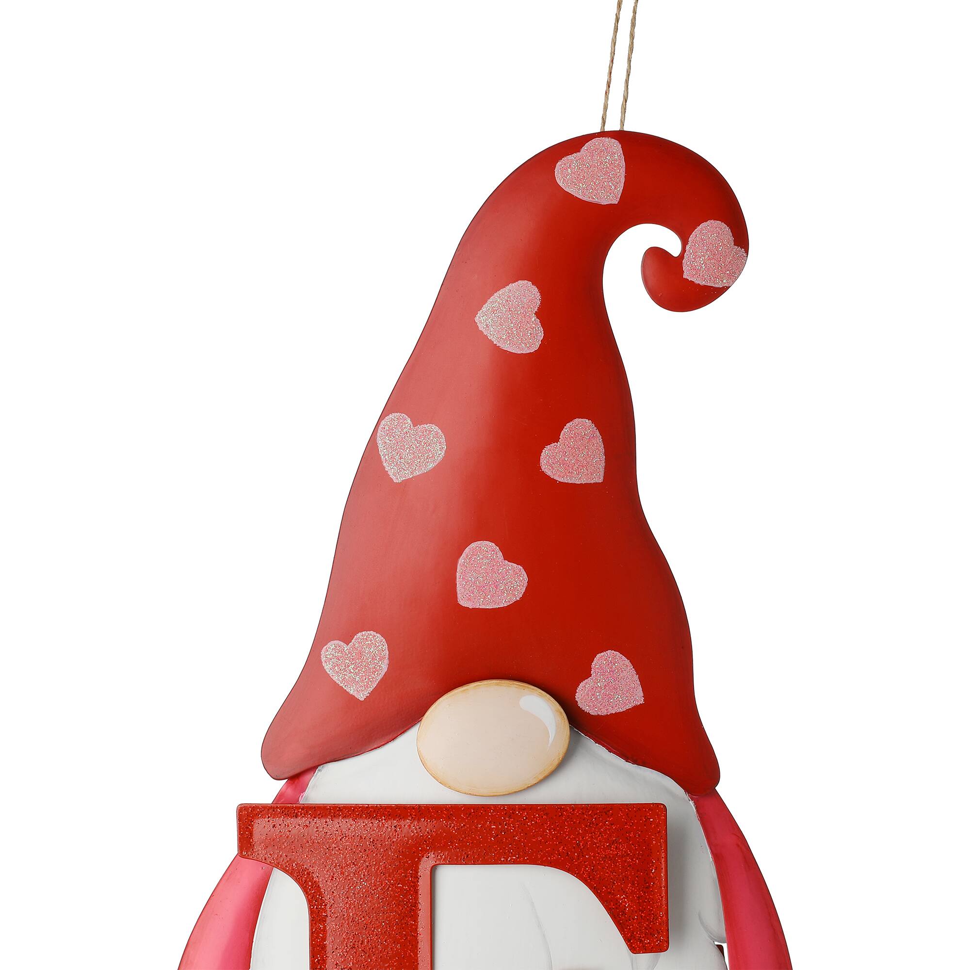 Glitzhome® 24" Metal Valentine's LOVE Gnome Yard Stake & Hanging Sign